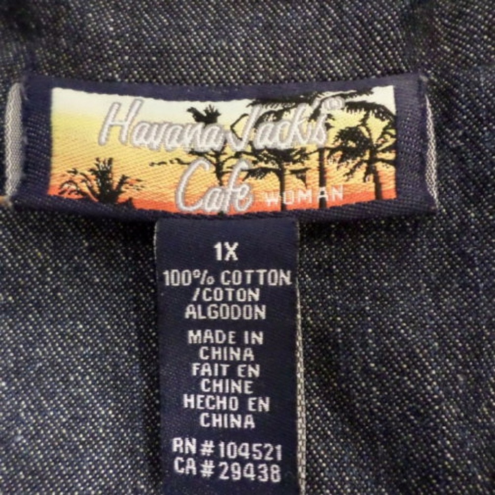 Havana Jack's Cafe denim jeans jacket blazer 100% Cotton pockets plus 1X - Picture 8 of 8